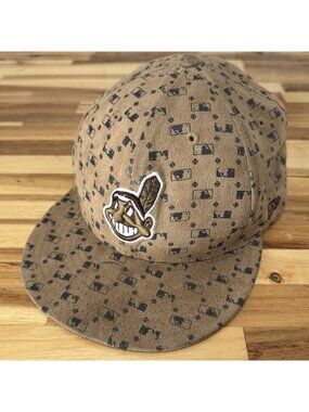 Vintage Cleveland Indians Chief Wahoo Hat New Era 59FIFTY 50th Faux Suede 7 3/4